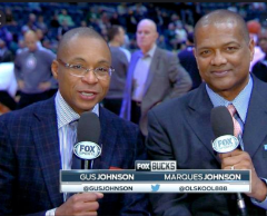 Gus Johnson and Marques Johnson calling a Bucks game on FOX.